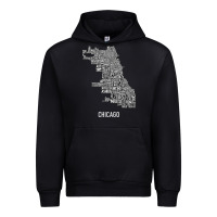 Black chicago typography neighborhood map Urban Hoodie - artisFamous