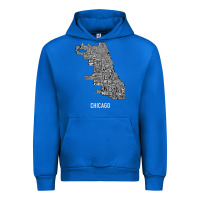 Cobalt chicago typography neighborhood map Urban Hoodie - artisFamous