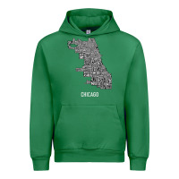 Emerald chicago typography neighborhood map Urban Hoodie - artisFamous