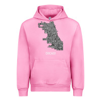 Fuchsia Pink chicago typography neighborhood map Urban Hoodie - artisFamous