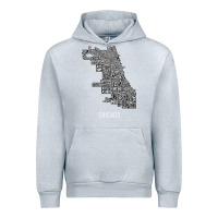 Heather Grey chicago typography neighborhood map Urban Hoodie - artisFamous