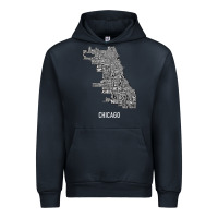 Navy chicago typography neighborhood map Urban Hoodie - artisFamous