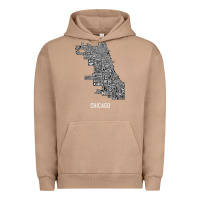 Pigment Burro chicago typography neighborhood map Urban Hoodie - artisFamous