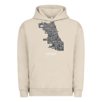 Pigment French Oak chicago typography neighborhood map Urban Hoodie - artisFamous