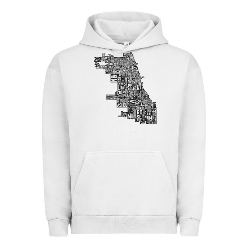 Chicago Typography Neighborhood Map Urban Hoodie by artisFamous | Teevron