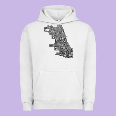 Chicago Typography Neighborhood Map Urban Hoodie Designed By Artisfamous