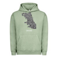 Pigment Oil Green chicago typography neighborhood map Urban Hoodie - artisFamous