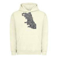 Pigment Pistachio chicago typography neighborhood map Urban Hoodie - artisFamous
