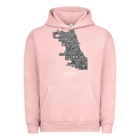 Pigment Salmon chicago typography neighborhood map Urban Hoodie - artisFamous