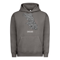 Pigment Tornado chicago typography neighborhood map Urban Hoodie - artisFamous