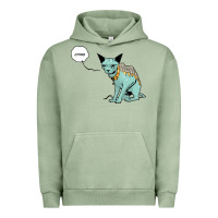 Pigment Oil Green lying cat Urban Hoodie - artisFamous