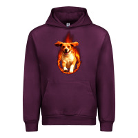 Mauve Wine Dog In Fire Urban Hoodie - artisFamous