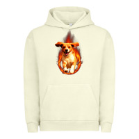 Pigment Pistachio Dog In Fire Urban Hoodie - artisFamous