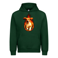 Forest Green Dog In Fire Urban Hoodie - artisFamous