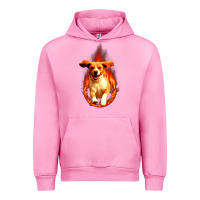 Fuchsia Pink Dog In Fire Urban Hoodie - artisFamous