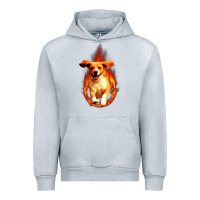 Heather Grey Dog In Fire Urban Hoodie - artisFamous