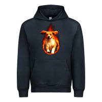 Navy Dog In Fire Urban Hoodie - artisFamous
