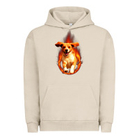 Pigment French Oak Dog In Fire Urban Hoodie - artisFamous