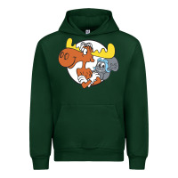 Forest Green Vintage Rocky And Bullwinkle Urban Hoodie - artisFamous