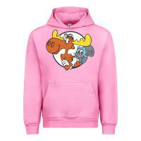 Fuchsia Pink Vintage Rocky And Bullwinkle Urban Hoodie - artisFamous