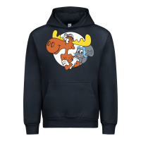 Navy Vintage Rocky And Bullwinkle Urban Hoodie - artisFamous
