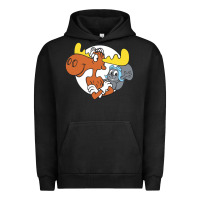 Pigment Black Vintage Rocky And Bullwinkle Urban Hoodie - artisFamous