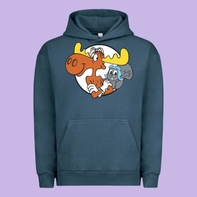 Vintage Rocky And Bullwinkle Urban Hoodie Designed By Artisfamous