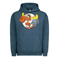 Pigment Midnight Navy Vintage Rocky And Bullwinkle Urban Hoodie - artisFamous