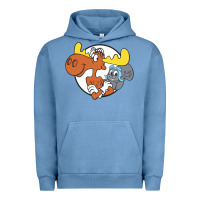 Pigment Pebble Blue Vintage Rocky And Bullwinkle Urban Hoodie - artisFamous