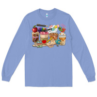 Colony Blue Teacher Coffee Cups Long Sleeve Tee - FaDigitalArtStudio