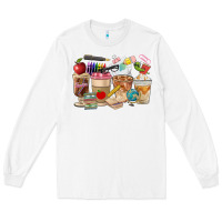 White Teacher Coffee Cups Long Sleeve Tee - FaDigitalArtStudio