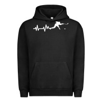 Pigment Black hockey player heartbeat ice Urban Hoodie - artisFamous