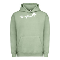Pigment Oil Green hockey player heartbeat ice Urban Hoodie - artisFamous