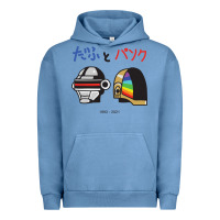 Pigment Pebble Blue DAFTPUNK Japanese Urban Hoodie - artisFamous