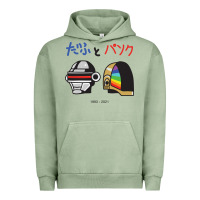 Pigment Oil Green DAFTPUNK Japanese Urban Hoodie - artisFamous