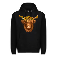 Black sunflower headband highland cow Premium Hoodie - Jasminsmagicworld