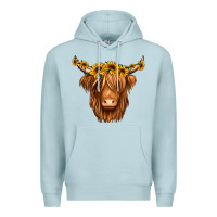 Blue Mist sunflower headband highland cow Premium Hoodie - Jasminsmagicworld