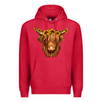 Cardinal sunflower headband highland cow Premium Hoodie - Jasminsmagicworld