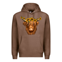 Chestnut sunflower headband highland cow Premium Hoodie - Jasminsmagicworld