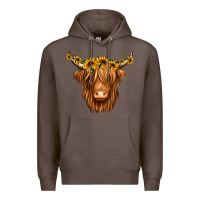 Coffee sunflower headband highland cow Premium Hoodie - Jasminsmagicworld
