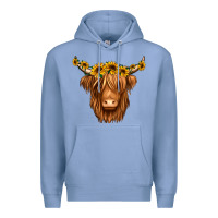 Colony Blue sunflower headband highland cow Premium Hoodie - Jasminsmagicworld