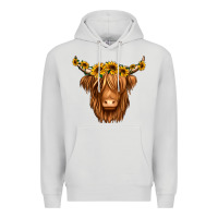 Dove Grey sunflower headband highland cow Premium Hoodie - Jasminsmagicworld