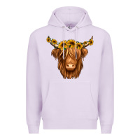 Lilac sunflower headband highland cow Premium Hoodie - Jasminsmagicworld