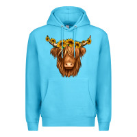 Ocean Blue sunflower headband highland cow Premium Hoodie - Jasminsmagicworld