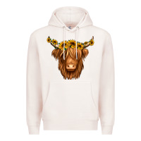 Pale Pink sunflower headband highland cow Premium Hoodie - Jasminsmagicworld