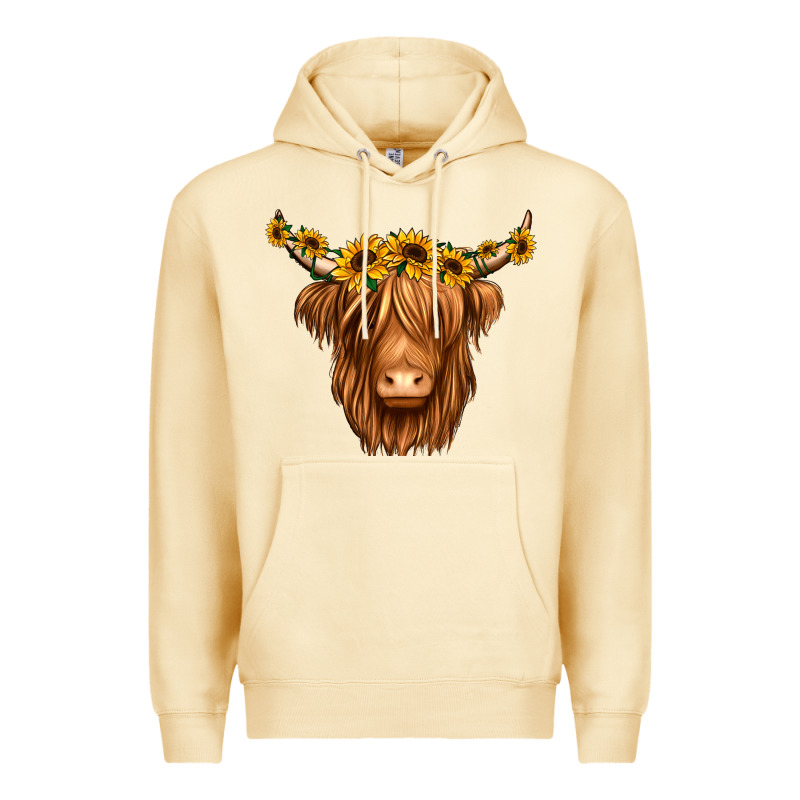 Sunflower Headband Highland Cow Premium Hoodie by Jasminsmagicworld | Teevron