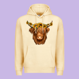 Sunflower Headband Highland Cow Premium Hoodie Designed By Jasminsmagicworld