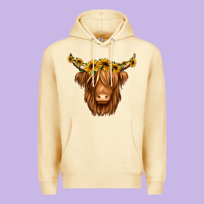 Sunflower Headband Highland Cow Premium Hoodie Designed By Jasminsmagicworld