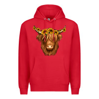 Red sunflower headband highland cow Premium Hoodie - Jasminsmagicworld