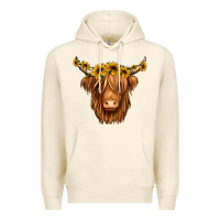Sandshell sunflower headband highland cow Premium Hoodie - Jasminsmagicworld